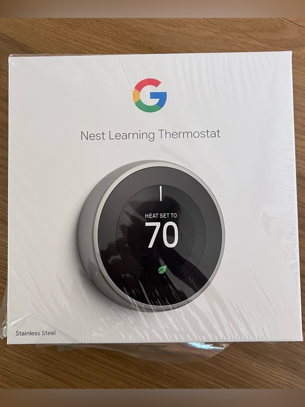 google Stainless Steel Smart Thermostat Box with Barcode
